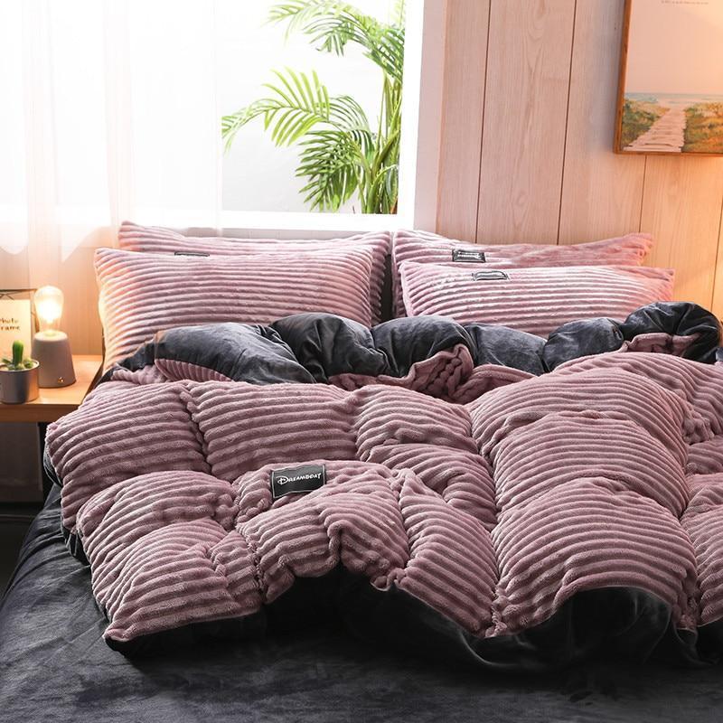 Thick Corduroy Velvet Winter Bed Duvet Cover