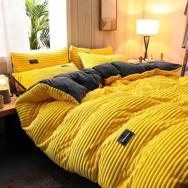 Thick Corduroy Velvet Winter Bed Duvet Cover
