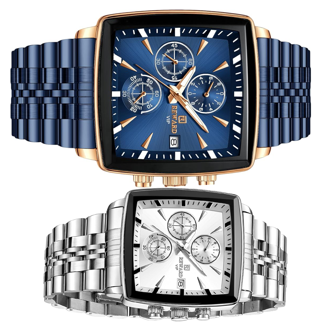 REWARD Trendy rectangular quartz watches for men