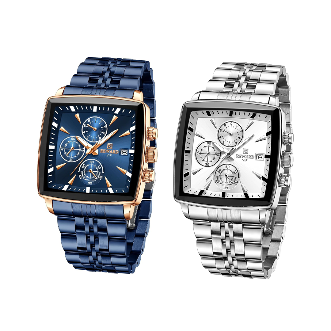 REWARD Trendy rectangular quartz watches for men