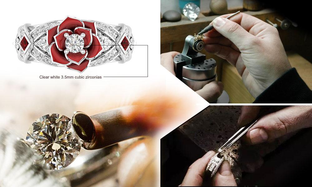 Natural rose flower ring – dazzling rose