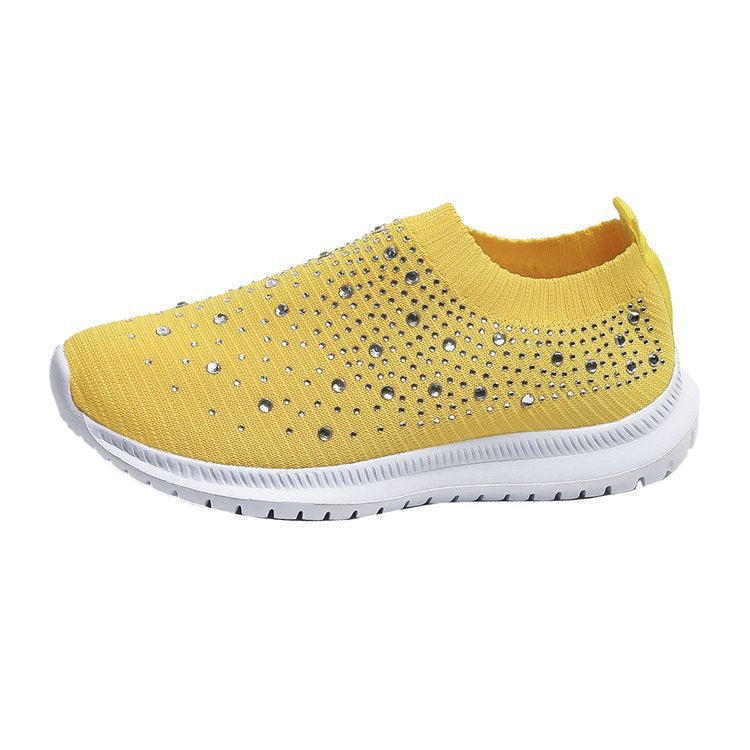 Nanccy Women’s Crystal Breathable Orthopedic Slip-On Walking Shoes