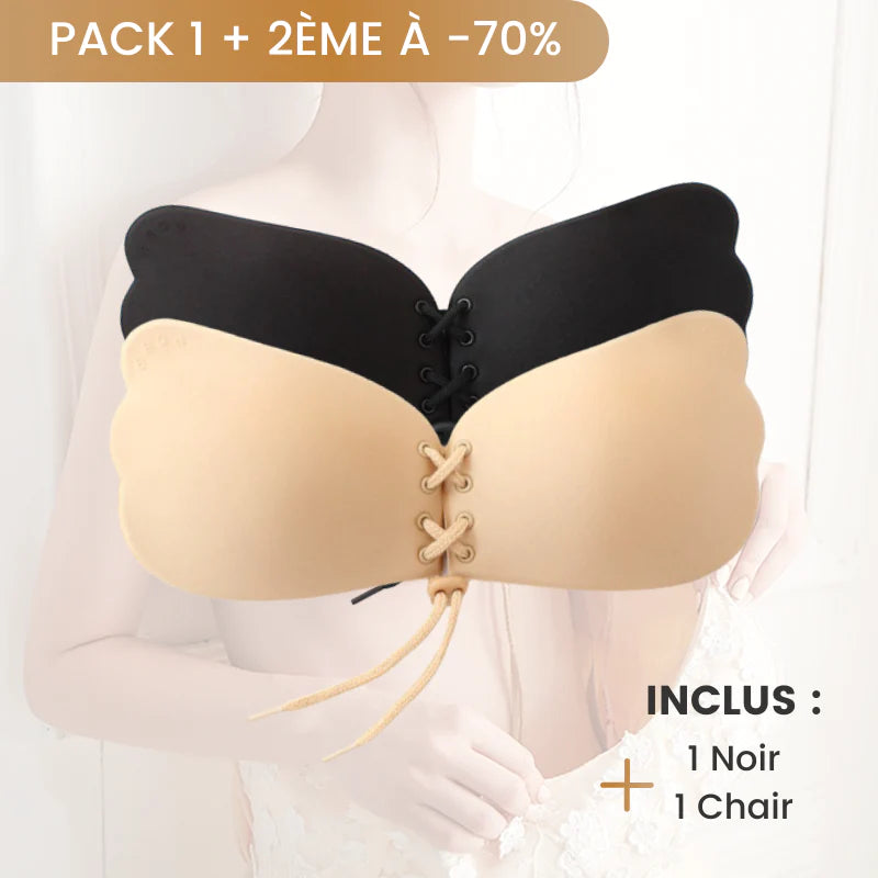 Invisible adhesive bra with lace