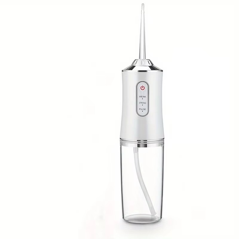 FlossyFresh Hydropulseur portable cordless dental cleaner, rechargeable oral irrigator with 3 modes and 4 nozzles