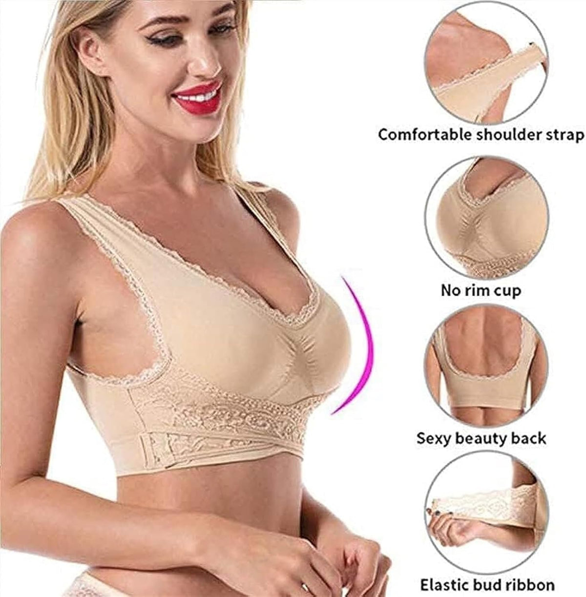 Push-up bra without underwire