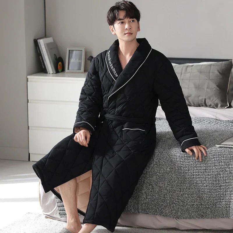 Frosthaven Quilted Winter Bathrobe — Triple-Layer Warmth Construction