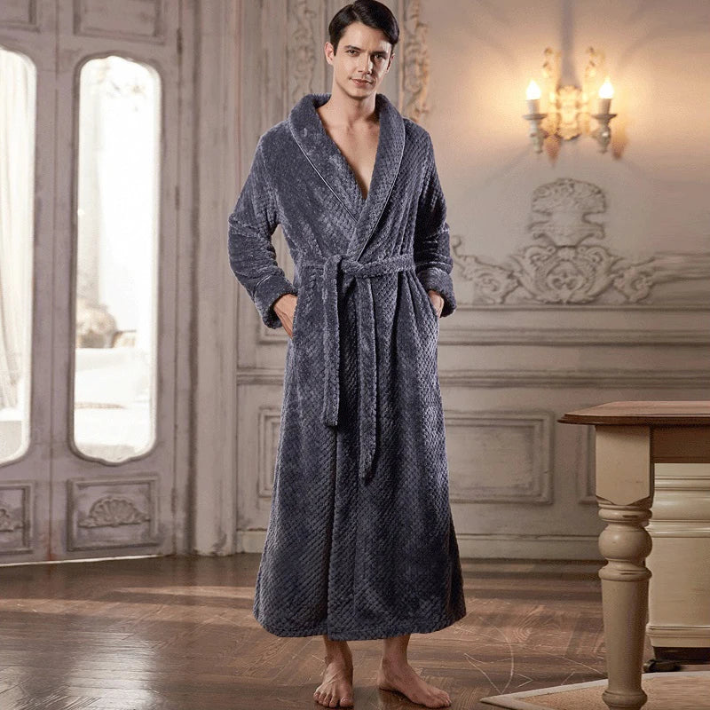 CozyNest Maternity Thermal Flannel Bathrobe — Extra-Long Roomy Fit