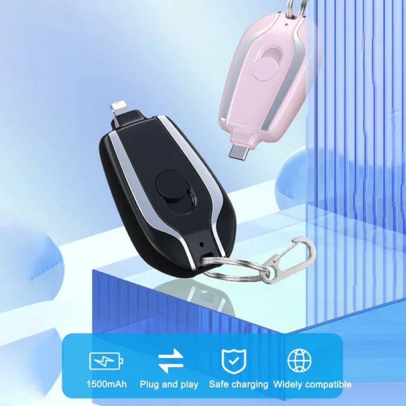 Portable charger with key ring