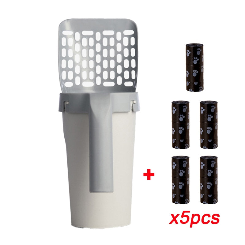 Self-cleaning litter scoop