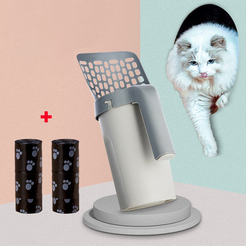 Self-cleaning litter scoop