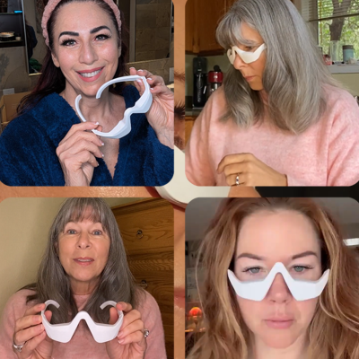 EyeLift massage glasses EMS red light eye care dark circles puffiness reduction of eye fatigue relaxing