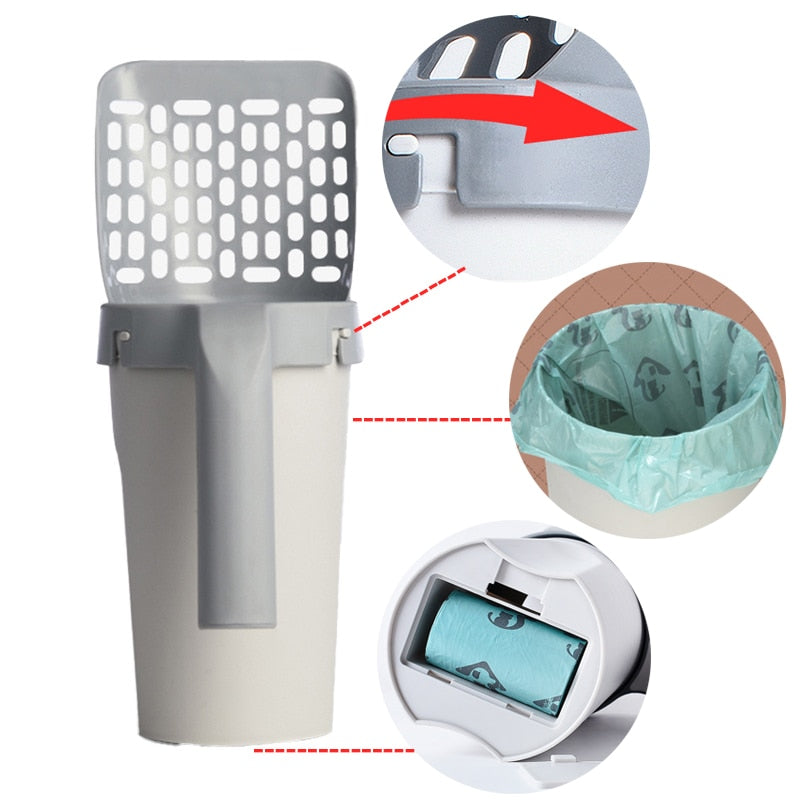 Self-cleaning litter scoop