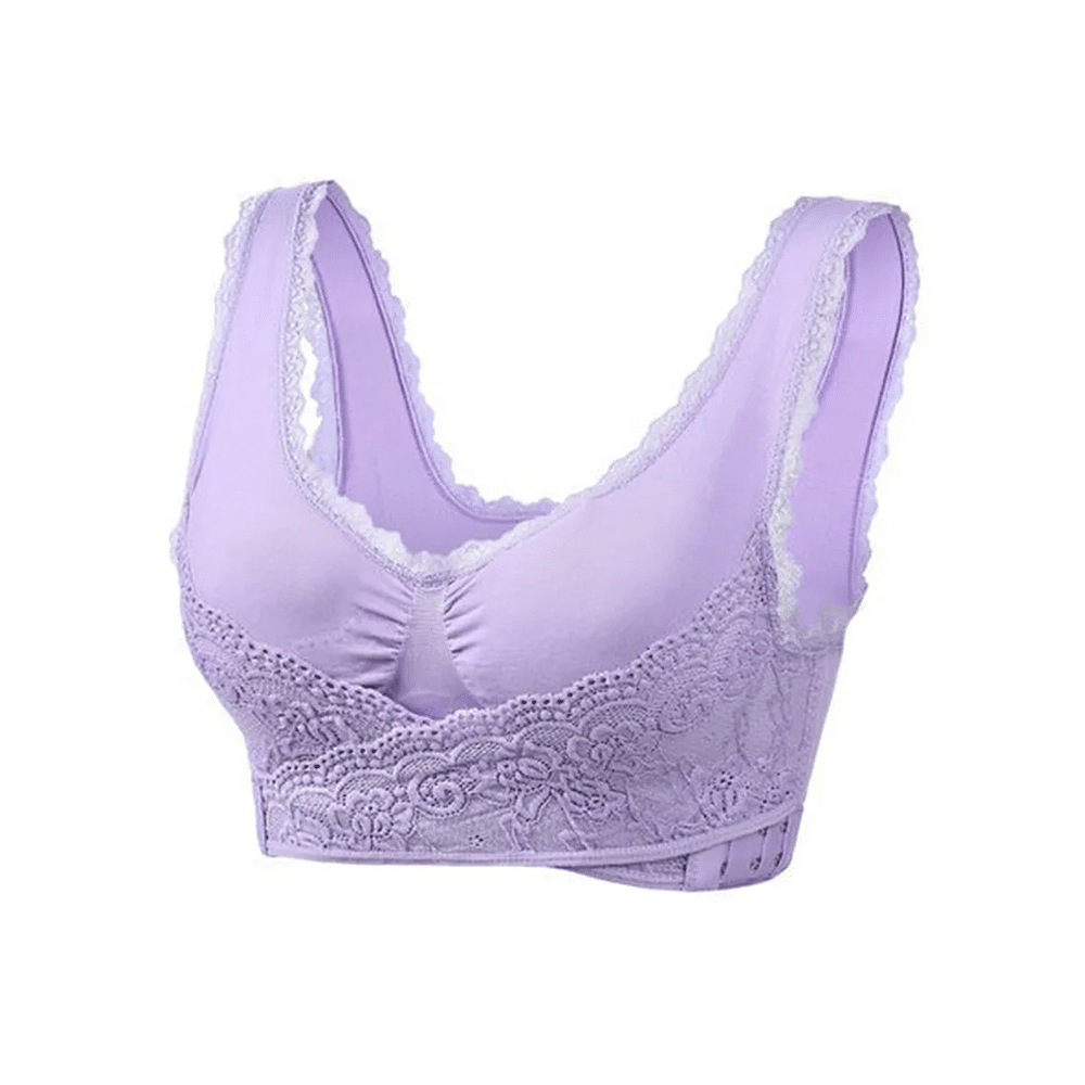 Wireless Front Cross Buckle Lace Lift Bra