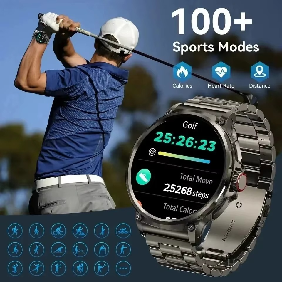 Stahlgear Zeus Connected smart watch men 1.85 inch HD sport Bluetooth call GPS sport Fitness Tracker heart monitor 710 mAh waterproof