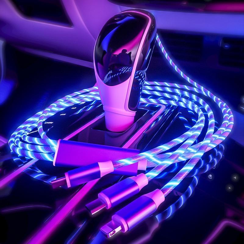 Glowing LED Magnetic 3 in 1 USB Charging Cable