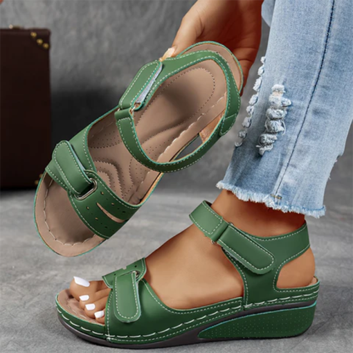Women’s wedge sandals with adjustable ankle straps breathable perforated design, casual