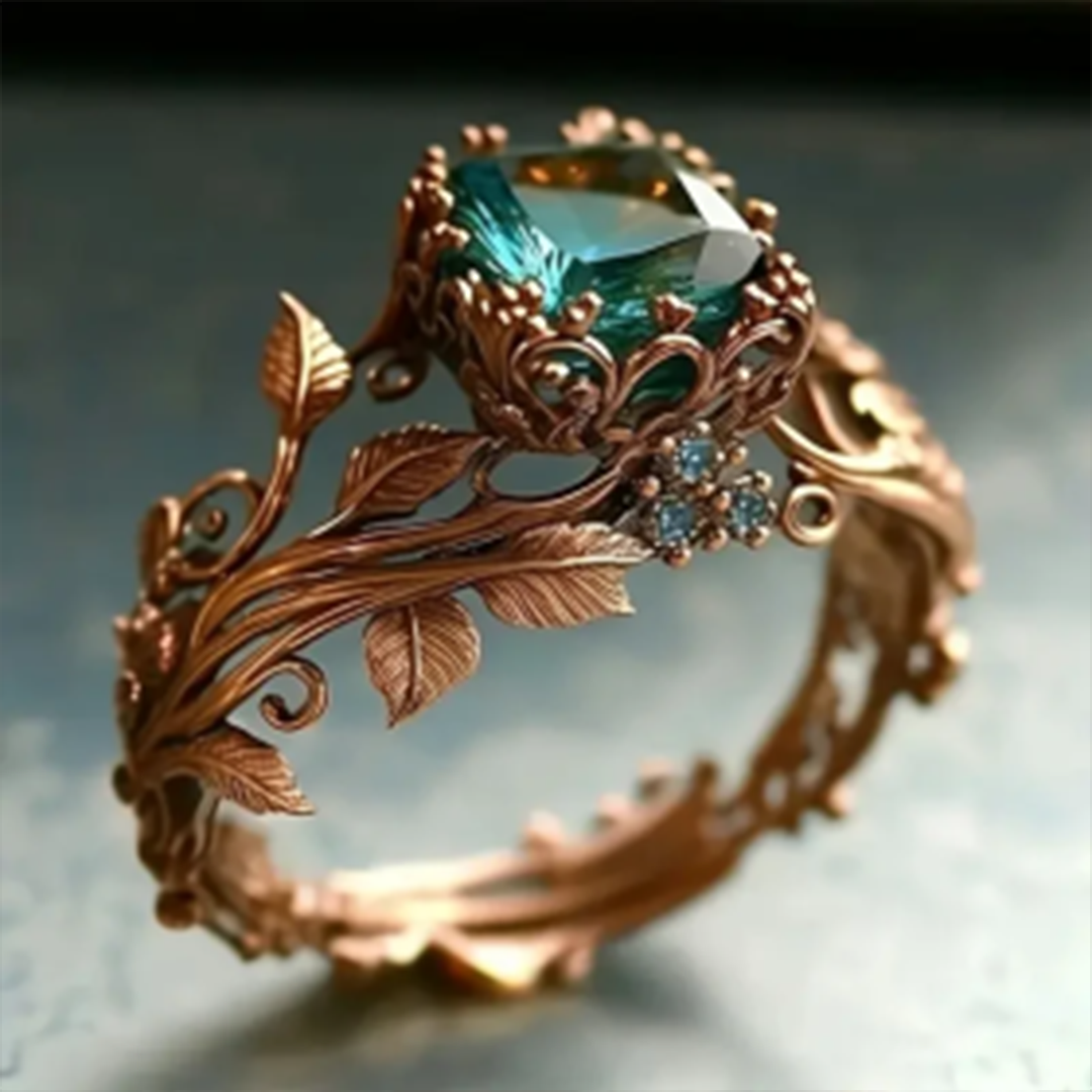 Lara Green Bague en cristal vert nature