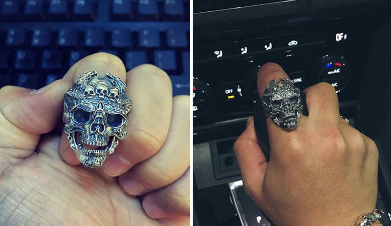Silver skull ring