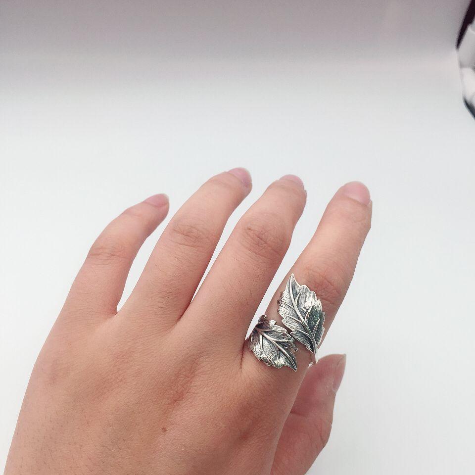 Leaf silver ring