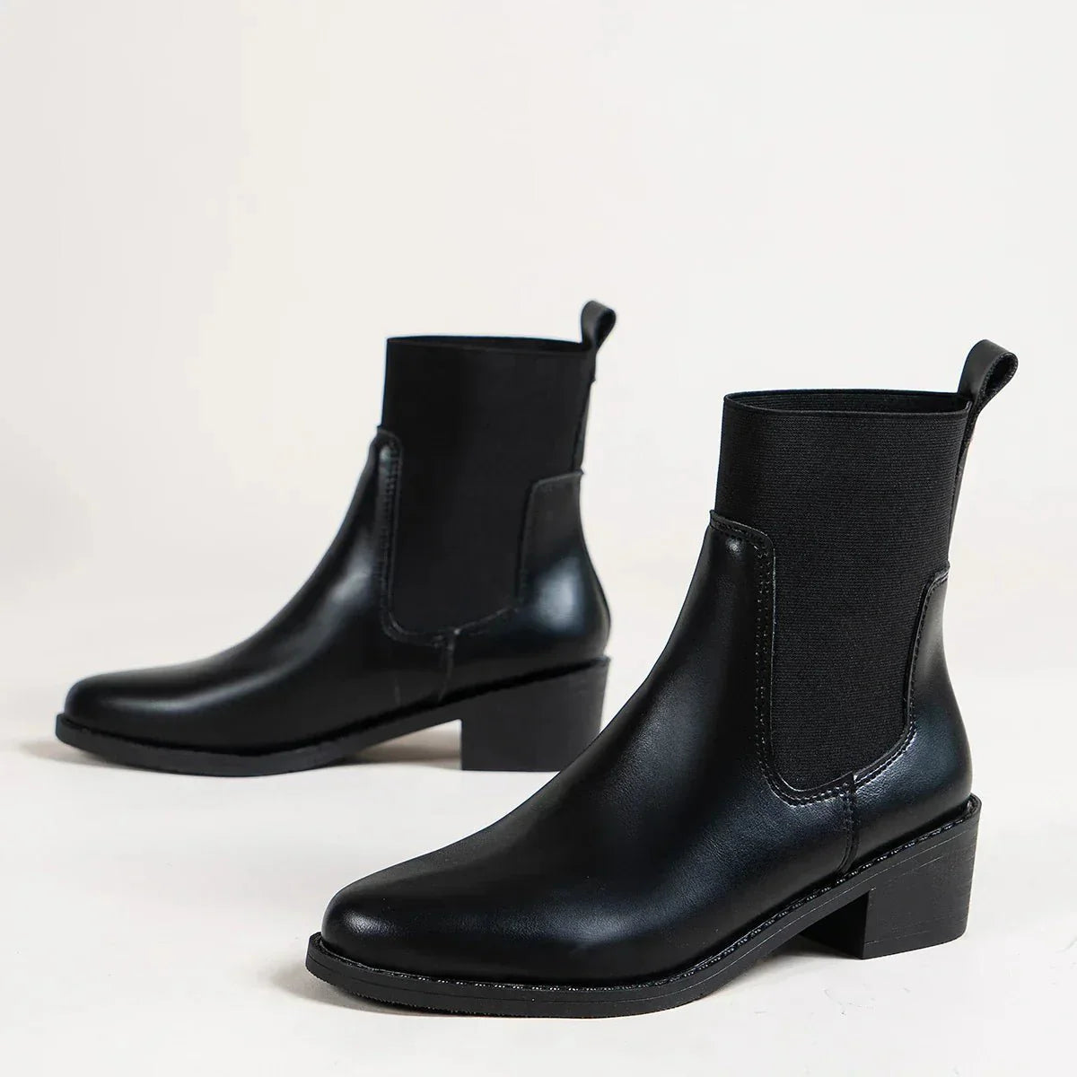 Boots Women Chelsea Design Pointed Toe Block Heel Winter