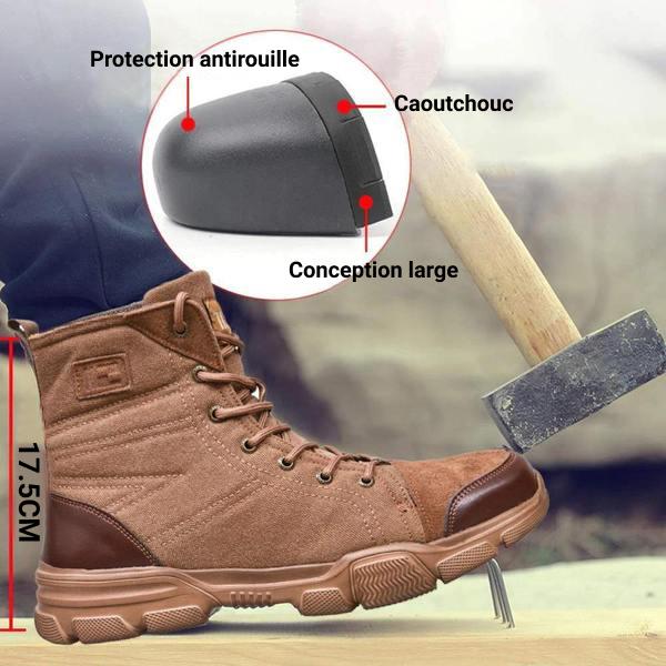 Safety boots with steel toe cap