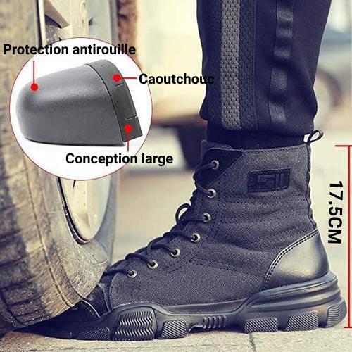 Safety boots with steel toe cap