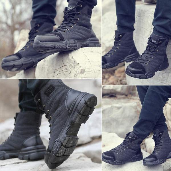 Safety boots with steel toe cap
