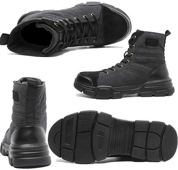 Safety boots with steel toe cap