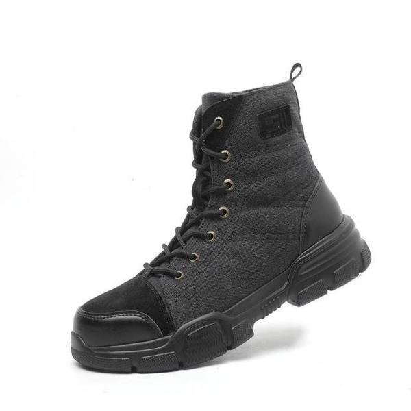 Safety boots with steel toe cap