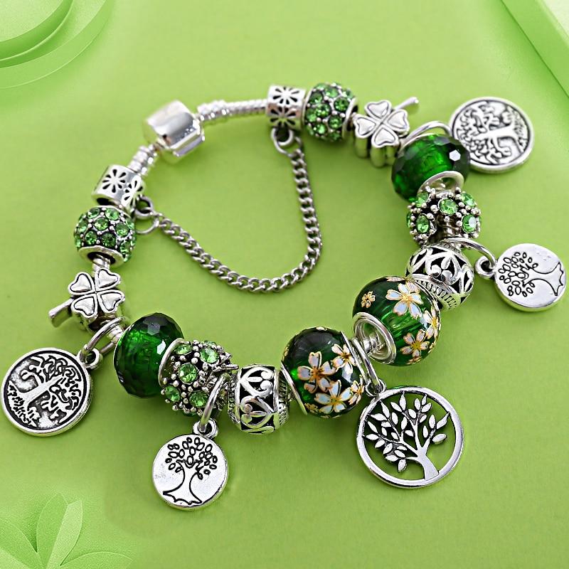Tree of life bracelet in silver and crystal