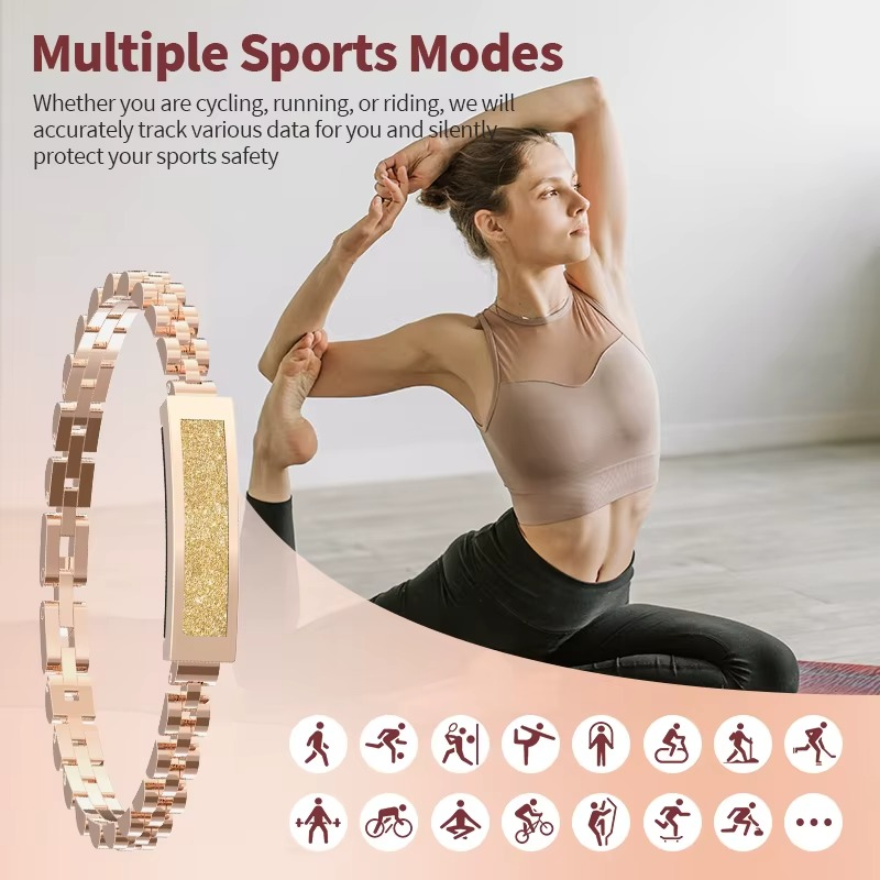 Women’s Connected Bracelet Stainless Steel without Screen with Heart Rate Sleep Monitor 15 days autonomy