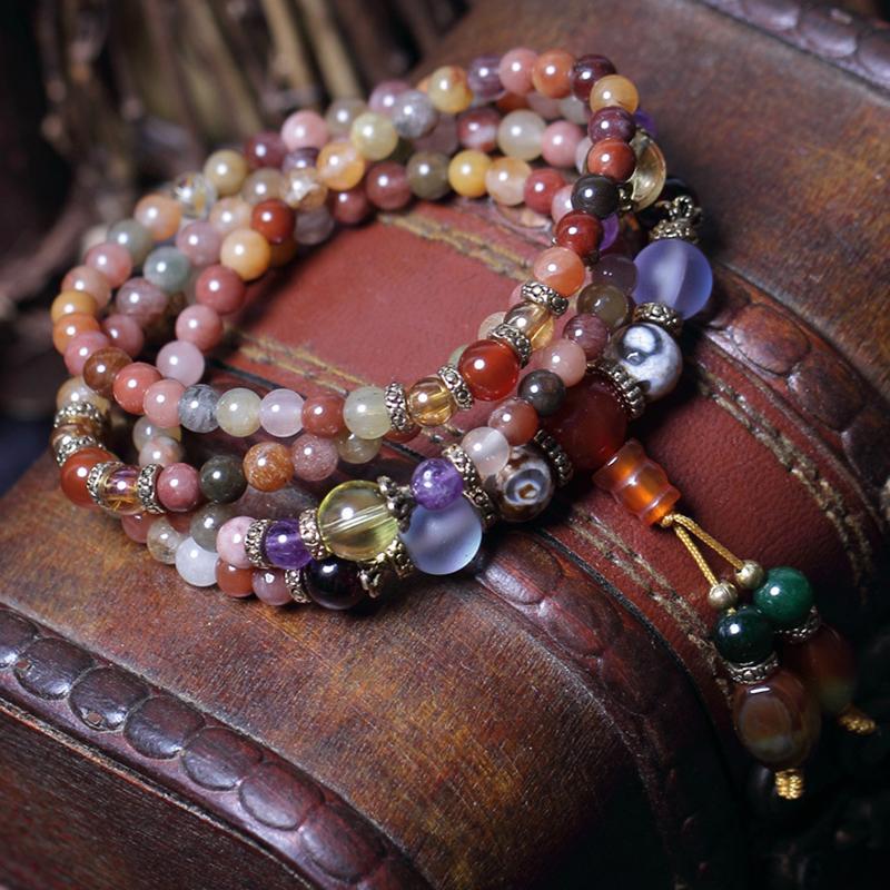 Multi-energy natural quartz mala bracelet