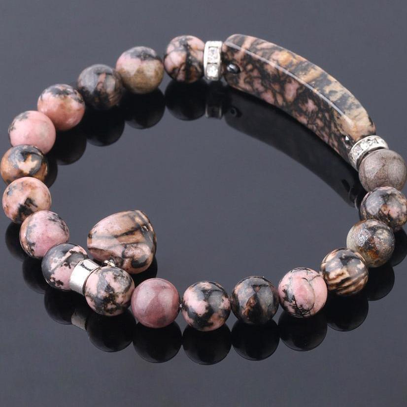 Rhodonite Heart Healing Beads Bracelet