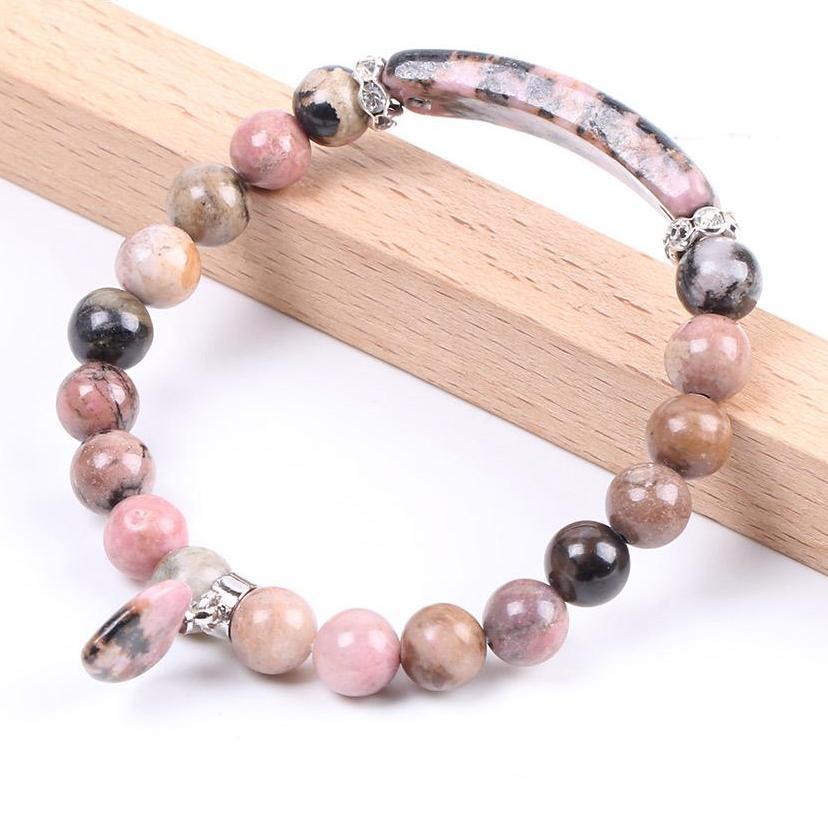 Rhodonite Heart Healing Beads Bracelet
