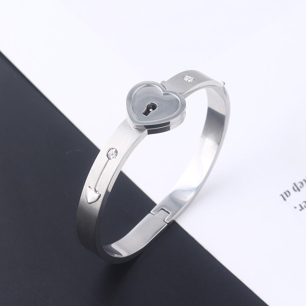 Heart lock bracelet with key necklace
