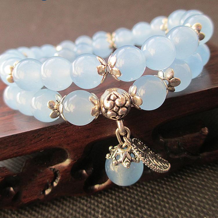 Tibetan lucky bracelet in blue crystal