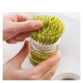 EasyBrush Brush with Dishwashing Liquid Dispenser and Refillable Stand for Cleaning Pans and Sinks