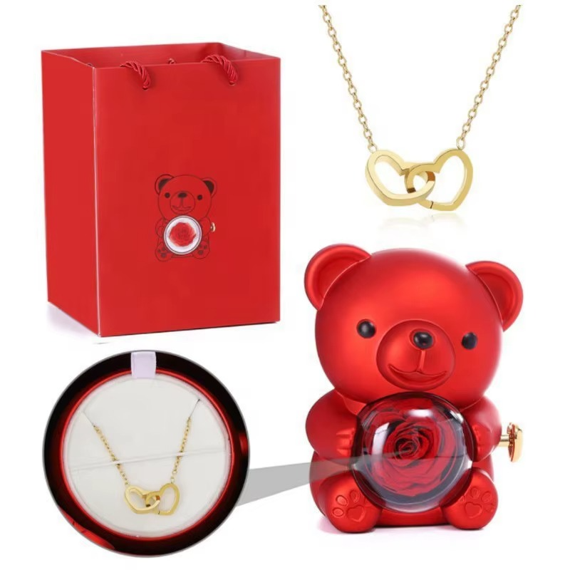 Sylvie Jewels Eternal Pink Bear with necklace