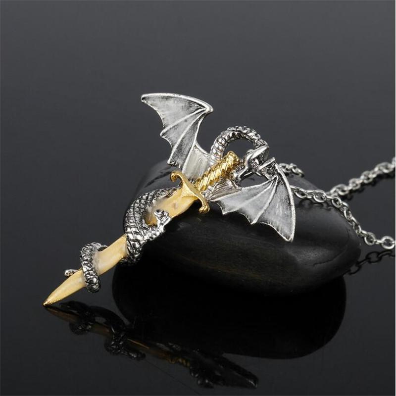 Dragon sword necklace in the dark