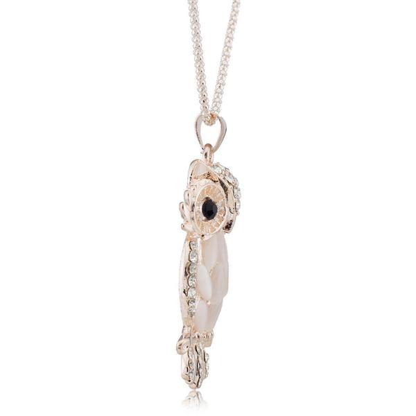 Rhinestone and graceful owl necklace