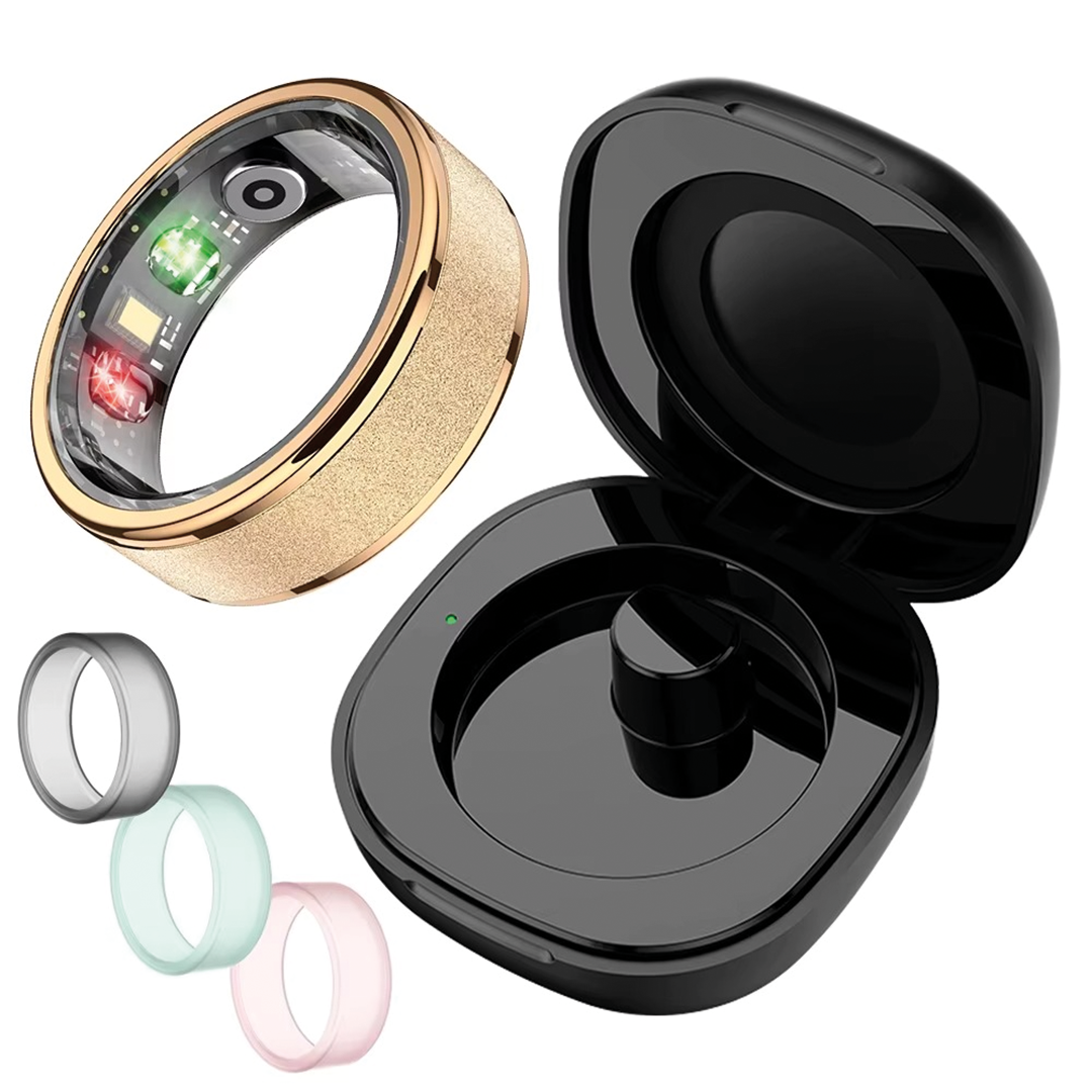 Smart Ring with Charging Case – Heart Rate SpO2 Sleep Monitor – 39 Days Battery – IP68 – No Subscription