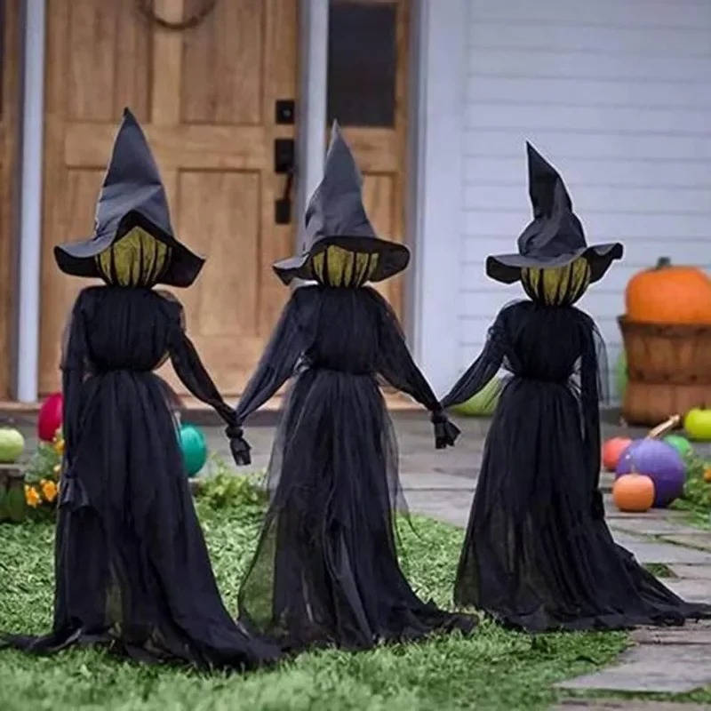 3PCS Indoor And Outdoor Halloween Decorations - Sound Activated Hand Holding Witch | Filindra