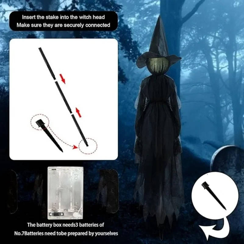 3PCS Indoor And Outdoor Halloween Decorations - Sound Activated Hand Holding Witch | Filindra