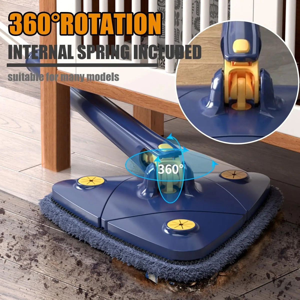 Adjustable, rotating cleaning brush