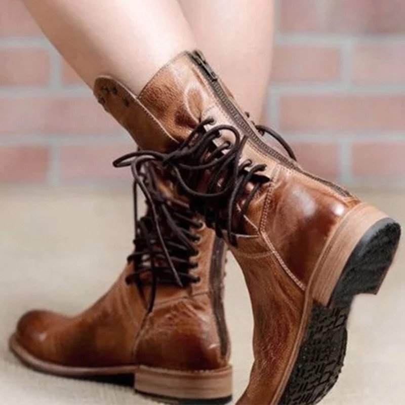 Fall leather boots for women