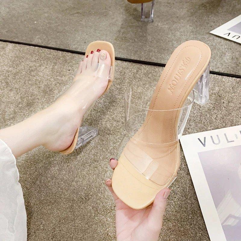 Transparent high heel sandals