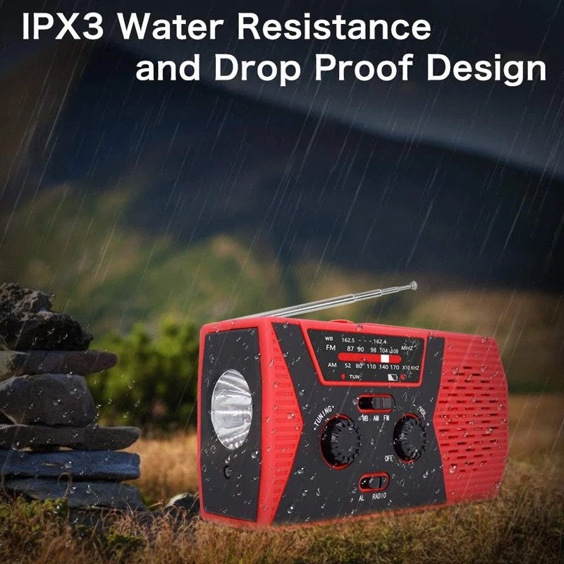Solar radio with AM/FM LED light, SOS alarm