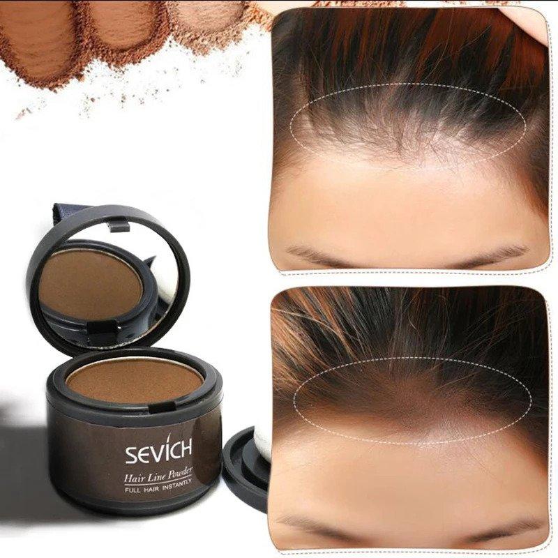 Special hair root densifying powder with ombré effect