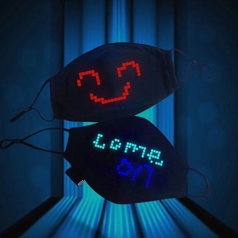 Face mask with display control by bluetooth application