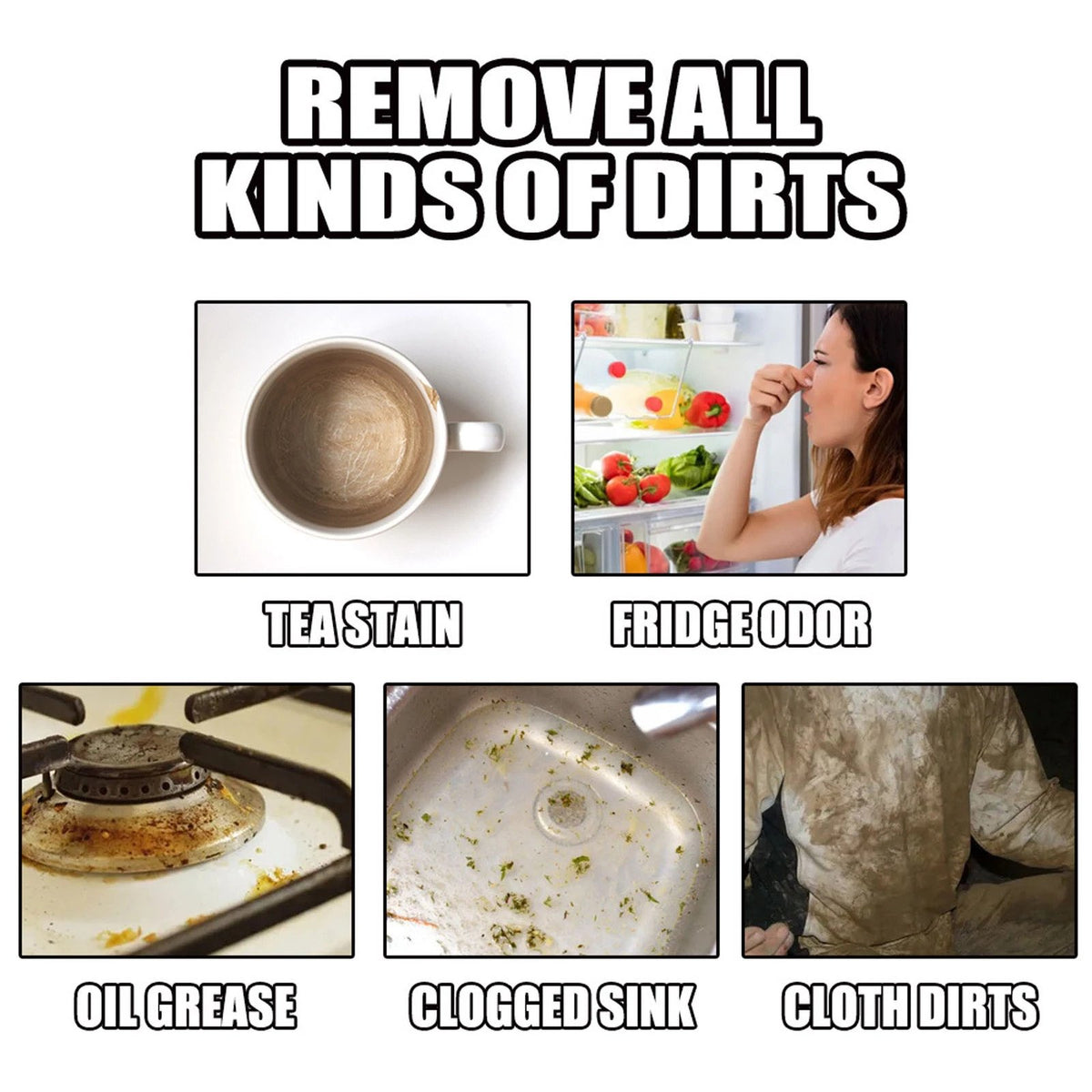 Powerful powder cleaner to remove grease